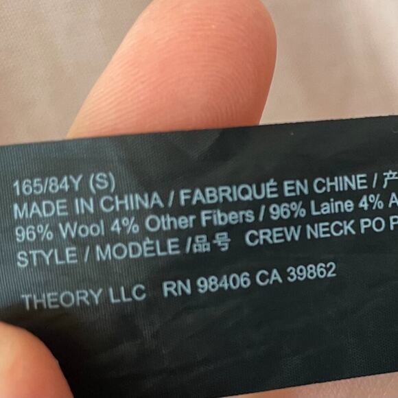 Theory Lightweight Petal/Blush/Pink/Beige Wool Crewneck Long Sleeve Sweater S - Picture 8 of 13